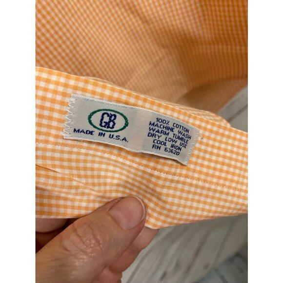 Men's Hartmarx Orange & White Gingham Button Down Shirt Size M - Picture 4 of 7